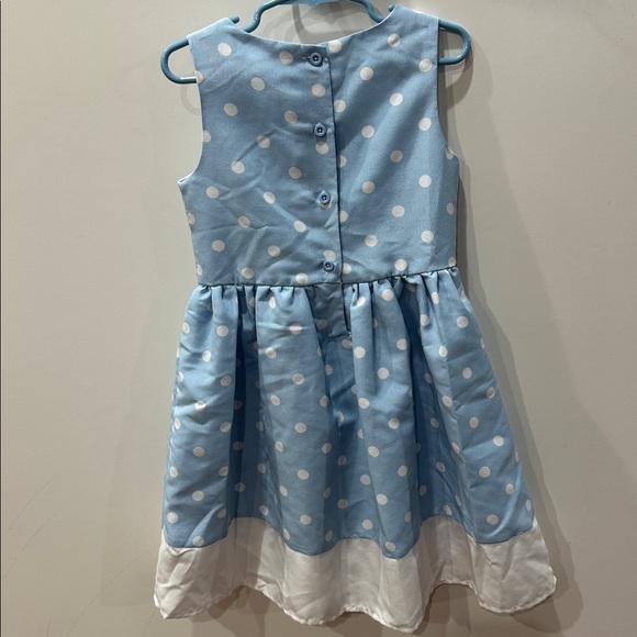 Tahari Girl Light Blue Dress with White Dots Size 5 - Picture 5 of 8